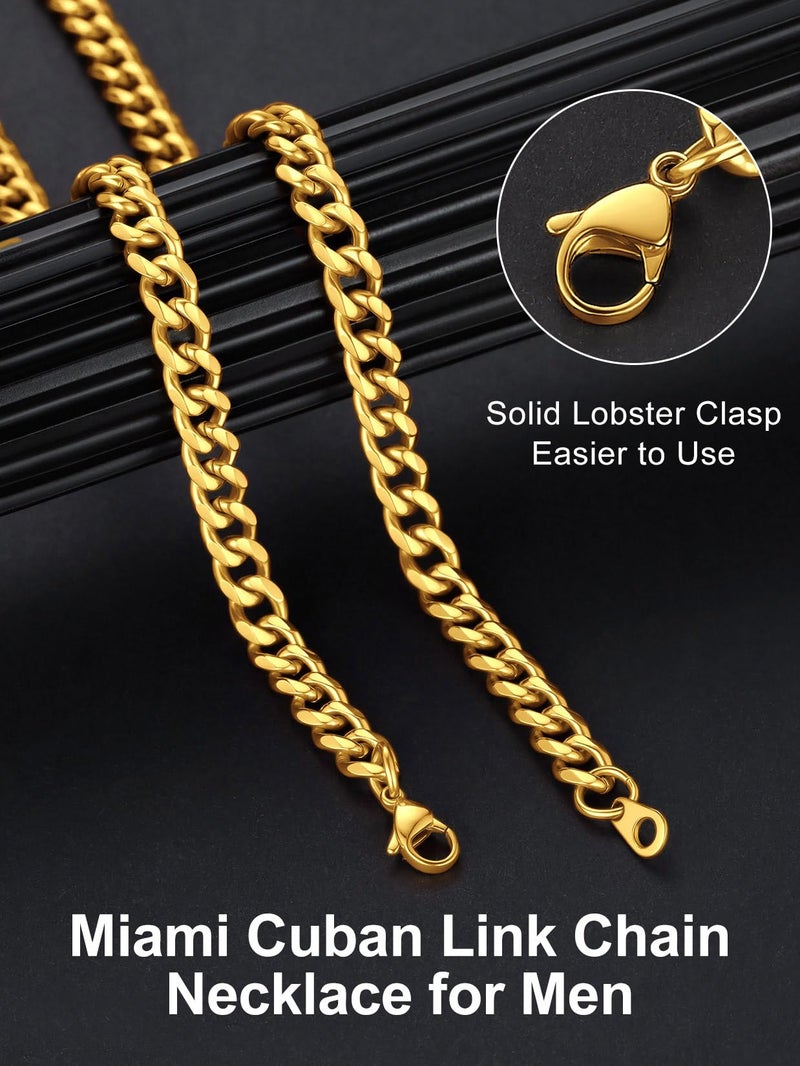 Suplight 6mm 316L Stainless Steel Miami Cuban Chains Necklaces Hip Hop Punk Jewelry 18K Gold Plated Curb Cuban Link Chain Necklace for Men & Women 20 inches - Image 4